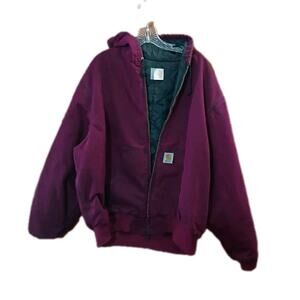 Vtg Carhartt JQ281 Jacket Sz XXL Burgundy Wine Red Canvas Quilted RARE USA